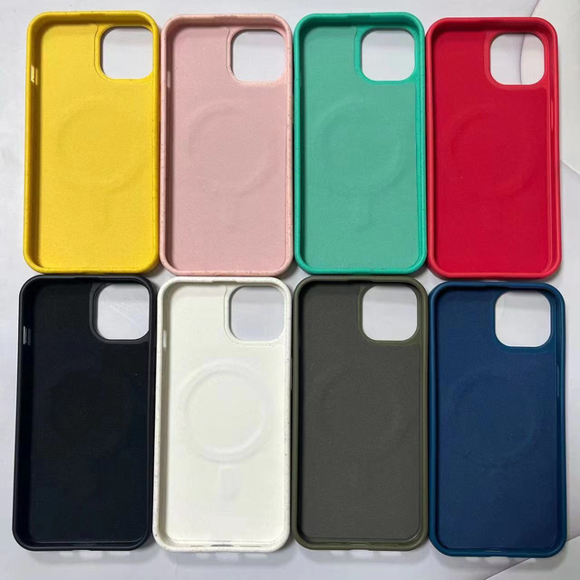 Magnetic Charging Wheat Straw Degradable Mobile Phone Case for iPhone 12 13 14 Pro Max Protective Back Cover Shockproof Shell