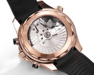 Top-quality rose gold 44mm mechanical diving watch with 9900 movement, <b>waterproof</b> and stopwatch function rubber strap <b>wristwatch</b> - Product Image 3