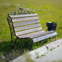 Extrémités de banc en fer forgé antique - Pièces de banc pour patio et jardin extérieur au design contemporain, marque TTD