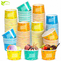 Gobelets à crème glacée en papier jetables personnalisés imprimés 3oz 5oz 8oz 12oz 16oz, contenants pour desserts glacés avec couvercle en dôme, vente en gros