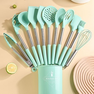 Stainless Steel <b>Silicone</b> Kitchen Utensil Set 12 Piece Heat Resistant Food Grade Cooking <b>Tools</b> for Household Use - Product Image 1