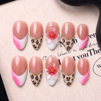 Ongles à presser en PMMA faits main, courbés en amande, de taille moyenne, personnalisés, marque privée, couvrance totale, 10 pièces