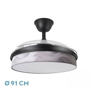 72W DC <b>fan</b>, black/grey, 91D, 3 blades, 7200 lumens, 3000-4000-6000K, <b>remote</b> <b>control</b>, memory, timer ideal for - Product Image 1