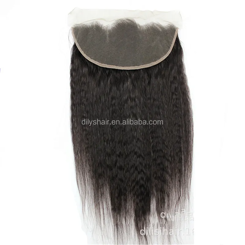 Heißer Raw Indische Remy Menschliches Haar Verworrene Gerade Schweizer Spitze Frontal Verschluss 13X4 Dauerwelle Licht Yaki Frontal