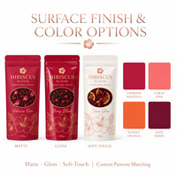 Sachets Mylar refermables à fond plat pour emballage alimentaire de thé aux fruits sans caféine et thé glacé, à base de plantes, hibiscus et rose