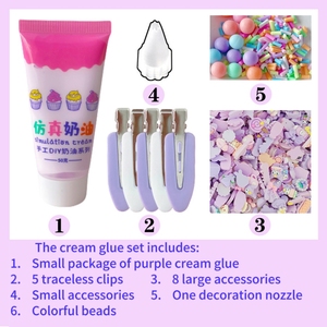 مجموعة مواد مشابك الشعر اليدوية ذاتية الصنع لصناعة تعليقات غراء الكريمة المحاكية للأطفال - Product Image 6