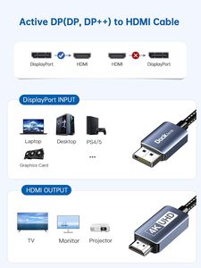 Cable Dockteck de DP <span class=keywords><strong>a</strong></span> <span class=keywords><strong>HDMI</strong></span> 4K 60Hz, Cable de Alta Velocidad de 8 pies, Cable para Monitor UHD - Product Image 5