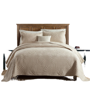 Cotton Reversible Embroidery <strong>Leaf</strong> 3 Pieces Bedspread Comforter Sets King Size Luxury <strong>Bedding</strong> 300tc Eco-Friendly Europe Style - Product Image 1