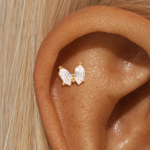 Clous d'oreilles tendance en forme de papillon en argent sterling S925 avec tige filetée à dos plat - Product Image 6