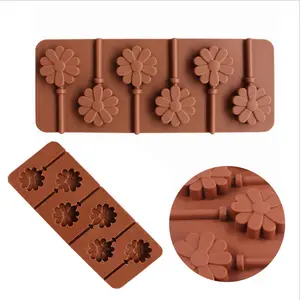 Yongli moule à sucette en silicone E-22 avec stickshard bonbons sucette ventouse chocolat moules petite fleur de chrysanthème en forme