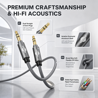 Câble auxiliaire Premium 3,5 mm Hi-Fi Stéréo avec boîtier en aluminium et gaine en PVC flexible pour voiture, casque et haut-parleur