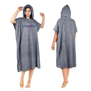 بونشو ركوب الأمواج كبير الحجم مع غطاء للرأس، دافئ وقابل للتنفس، مع حماية من الأشعة فوق البنفسجية، مخصص للبالغين للغوص والشاطئ - Product Image 4