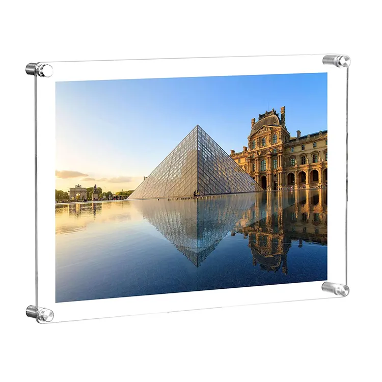 Wall Mount Double Panel Clear Acryl Drijvende Picture Frame