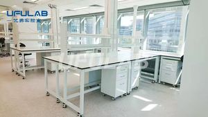 Banco de trabajo de marco de acero H para muebles de laboratorio UFU con gabinete para Universidad Dental - Product Image 5