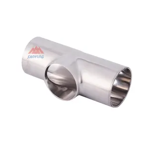 hygienic ss 304 316 3A SMS DIN sanitary equal reducing stainless steel pipe fittings tee