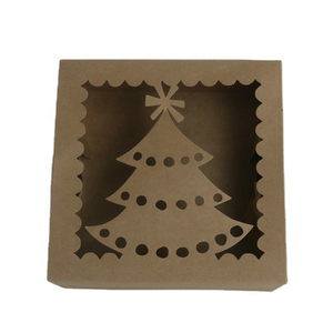 Christmas Disposable Square Cake explosion gift box Custom Printed Kraft Paper Cake Box with Window