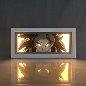 Goku Super Saiyan 4 Anime boîte à lumière MDF cadre en bois découpé au laser papier boîte d'ombre pour <span class=keywords><strong>Dragon</strong></span> Balls Led veilleuse pour la décoration de la chambre - Product Image 1