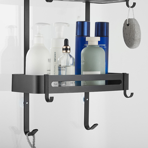 Hiện đại không có khoan màu đen đôi lớp vòi hoa sen Caddy kệ với Hooks vòi hoa sen Giá giữ - Product Image 5