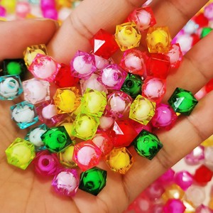 Новинка, оптовая продажа, 500 г/мешок, сахарные бусины, акриловые пластиковые квадратные прозрачные граненые круглые бусины для изготовления ювелирных изделий «DIY» - Product Image 4
