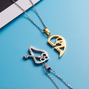 Collana per Coppie con Cuore Spezzato, 2 Pezzi, Ciondolo a Forma di Chiave, 'Ti Amo' per <span class=keywords><strong>Papà</strong></span> e <span class=keywords><strong>Mamma</strong></span>, Collana Bicolore per Amici, Famiglia, Innamorati, Regalo di Gioielleria - Product Image 3