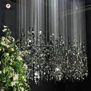 Moderna Tenda a Fili con Paillettes <span class=keywords><strong>Argento</strong></span> <span class=keywords><strong>e</strong></span> <span class=keywords><strong>Oro</strong></span> Personalizzata Lunga Drappeggio Decorazione per Sfondo Eventi Matrimoni <span class=keywords><strong>e</strong></span> Sale Ricevimento - Product Image 1