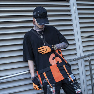 T-Shirt a <span class=keywords><strong>mezza</strong></span> <span class=keywords><strong>manica</strong></span> da uomo stile Street Hip Hop all'ingrosso su misura con tasca - Product Image 4