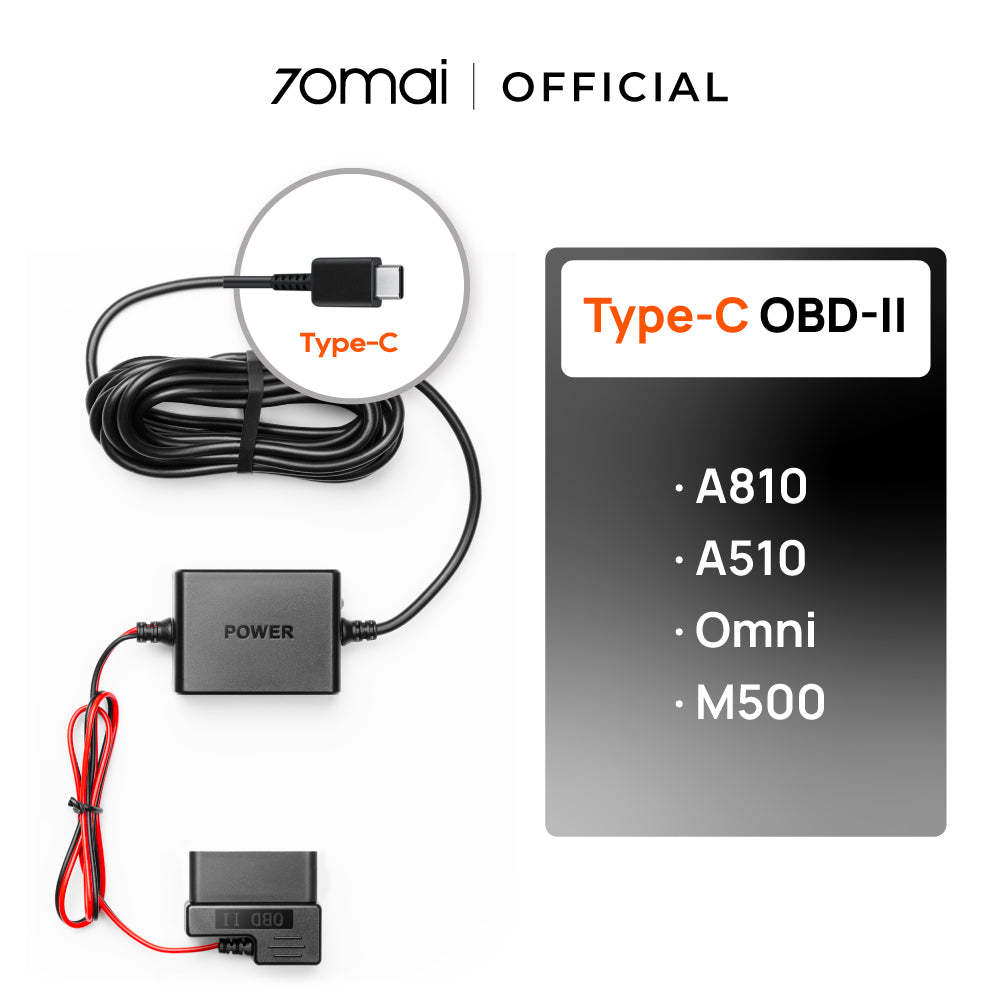 70mai OBD-II Hardwire Kit for Dash Cams - 4m Adjustable Voltage