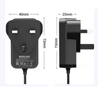 Adaptateur secteur mural 24W UKCA, multi-tension 5V3A/9V2A/12V2A/24V1A, alimentation AC/DC pour CCTV, bande LED et appareils domotiques