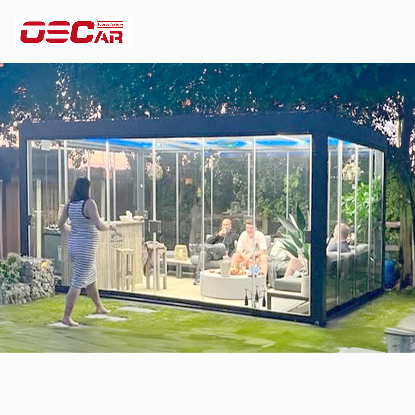 Уличный садовый стеклянный дом для загара современный 3x4 м 4x6 м навес беседки ручной моторизованный водонепроницаемый алюминиевый дворик