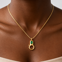 YUNCHENG OEM Collier Pendentif Personnalisé en Laiton Plaqué Or 18K avec Fermoir Lobby et Zircon Cubique, Bijou Délicat en Or pour Femme
