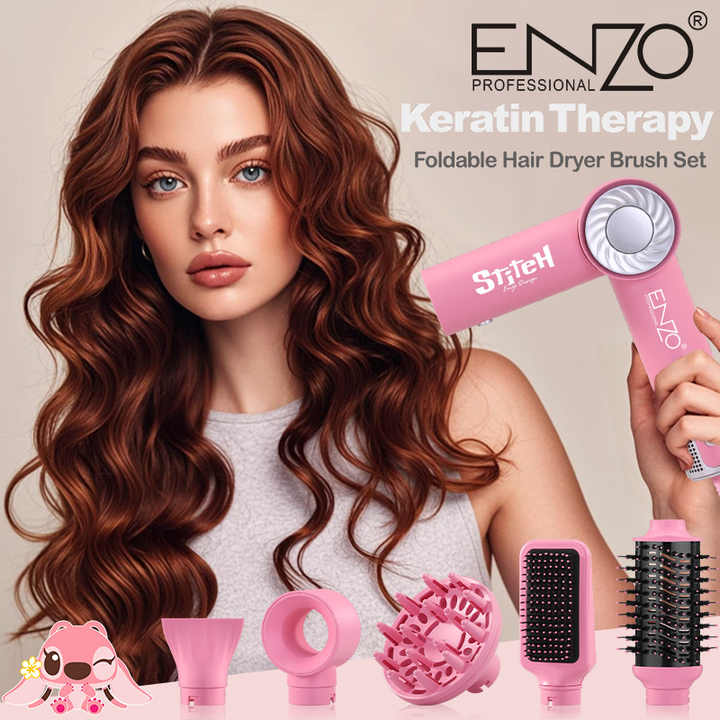 ENZO EN-6221 3-in-1 Hair Blow Dryer Brush - Hot Air Styler for