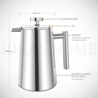 Presse à café française portable en acier inoxydable de haute qualité avec filtres supplémentaires inclus pour le camping et la maison