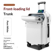 Valise à roulettes rigide multifonctionnelle unisexe de 20 pouces avec ouverture frontale, interface USB, étanche, serrure à combinaison