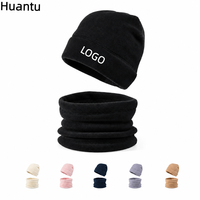 Set Topi dan Penutup Leher Poliester Logo Kustom, Set Topi dan Syal Lembut Hangat Musim Dingin untuk Pria Wanita Aktivitas Luar Ruangan