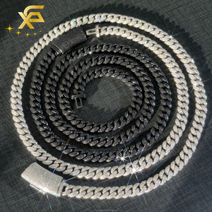 925 실버 모이사나이트 2열 큐반 체인 목걸이 6mm 9mm 13mm 남성 힙합 주얼리 - Product Image 2