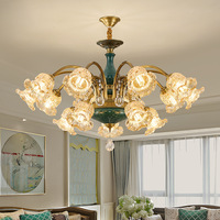 Lustre en céramique et cuivre de style rétro américain, luminaire principal pour le salon, grande salle à manger de luxe de style européen