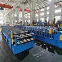 Máquina perfiladora de paneles de teja metálica de doble capa con control PLC, motor, bomba y rodamientos