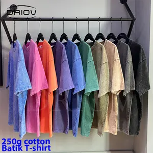 Summer 250g Cotton Batik T-shirt Custom Logo Sun Faded T Shirt Wholesale Blank Faded Oversized Unisex T Shirts