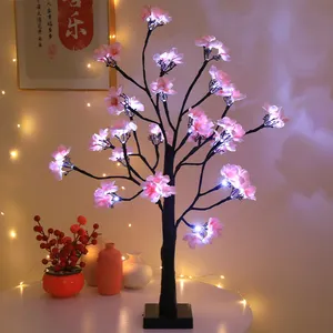 Yeni yıl dekor 2024 Led erik çiçeği ağacı işık romantik dekorasyon yatak odası masaüstü dekorasyon