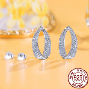 Top Micro Pave Tropfen-Ohrringe Rhodium-Plattiert Zirkon Blatt-Ohrringe für Damen Tägliches Tragen Geburtstag 925 Sterling Silber Schmuck - Product Image 5
