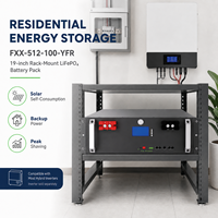 Batería de Almacenamiento de Energía LiFePO4 Integrada en Pared con BMS, 51.2V 100Ah 5.12kWh, 6000 Ciclos, Compatible con Conexión en Paralelo