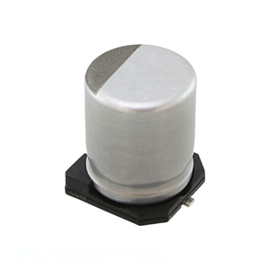 Condensador de Montaje Superficial EMZJ160ARA471MHA0G del Fabricante, Condensador de Aluminio de 470 UF, 20%, 16 V, SMD, 470 uF - Product Image 1