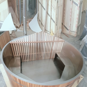 <span class=keywords><strong>Bañera</strong></span> de Hidromasaje Moderna de Leña, Fácil de Instalar, Hecha de Acero Inoxidable, Apta para Usar en Villas y Gimnasios - Product Image 5