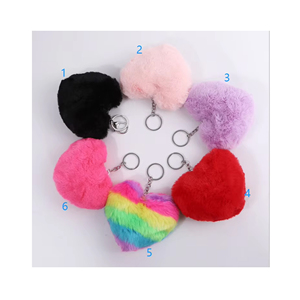 <span class=keywords><strong>Porte</strong></span>-clés promotionnel en <span class=keywords><strong>peluche</strong></span> HEART pour accessoires de voiture Vente en gros - Product Image 1