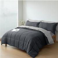 Vente flash - Ensemble de couette gris sur mesure en microfibre, 7 pièces, taille King Queen