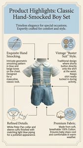 Combinaison courte classique pour bébé garçon, tenue à manches courtes avec col Peter Pan, vêtements de boutique pour bébé de style européen - Product Image 6