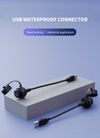 Cable de Extensión USB 3.0 M20 IP67 para Montaje en Panel con Conector Hembra y Conector Macho USB para Equipos Industriales