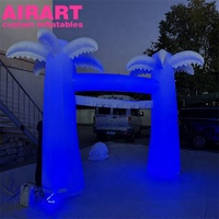 Décorations d'entrée pour événements à vendre : Arche gonflable personnalisée en forme de cocotier blanc avec éclairage LED