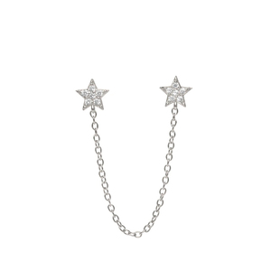 Pendientes de Plata de Ley S925 ROXI Fashion con Borla de Cadena y Estrella de Diamantes, Chapados en Oro de 18k - Product Image 2