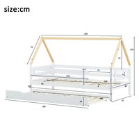 Meilleur prix Lit gigogne blanc en bois massif pour tout-petits Lit gigogne une place avec roues inférieures toit naturel